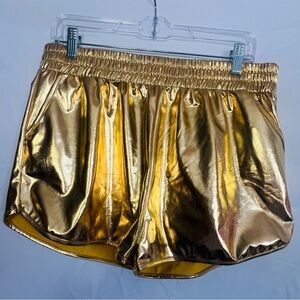 Gold Metallic Shorts - High Shine - Festival - Disco - Bachelorette Party
